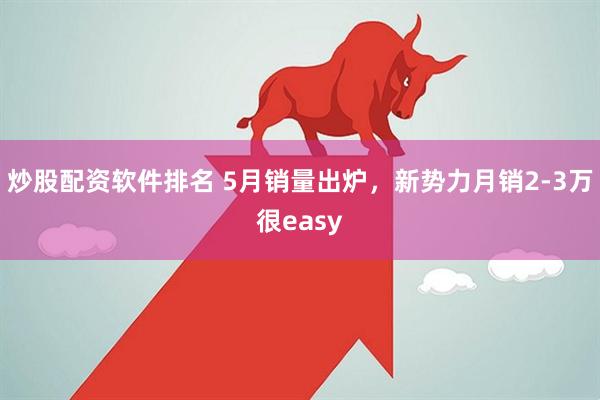 炒股配资软件排名 5月销量出炉，新势力月销2-3万很easy
